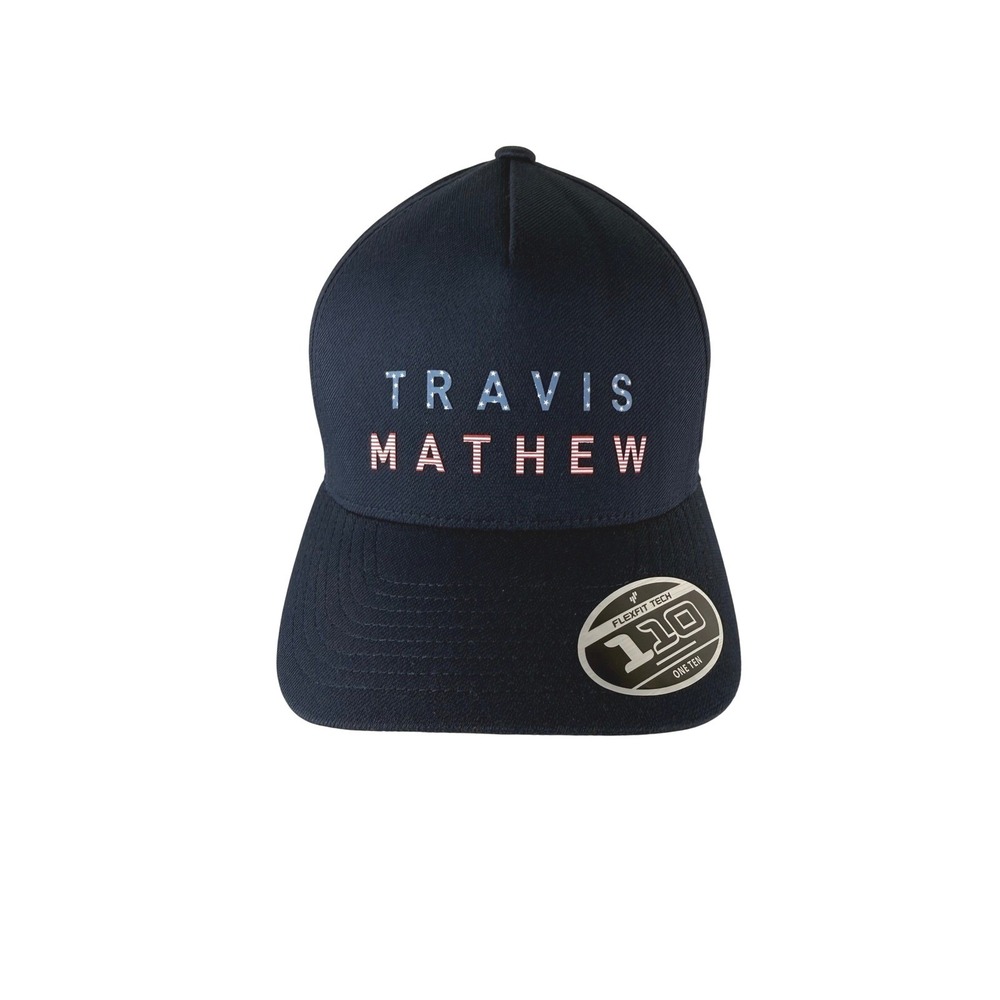 Travis Mathew Mens OS Firework Hat Navy Blue Flexfit 110 Snapback Golf Americana